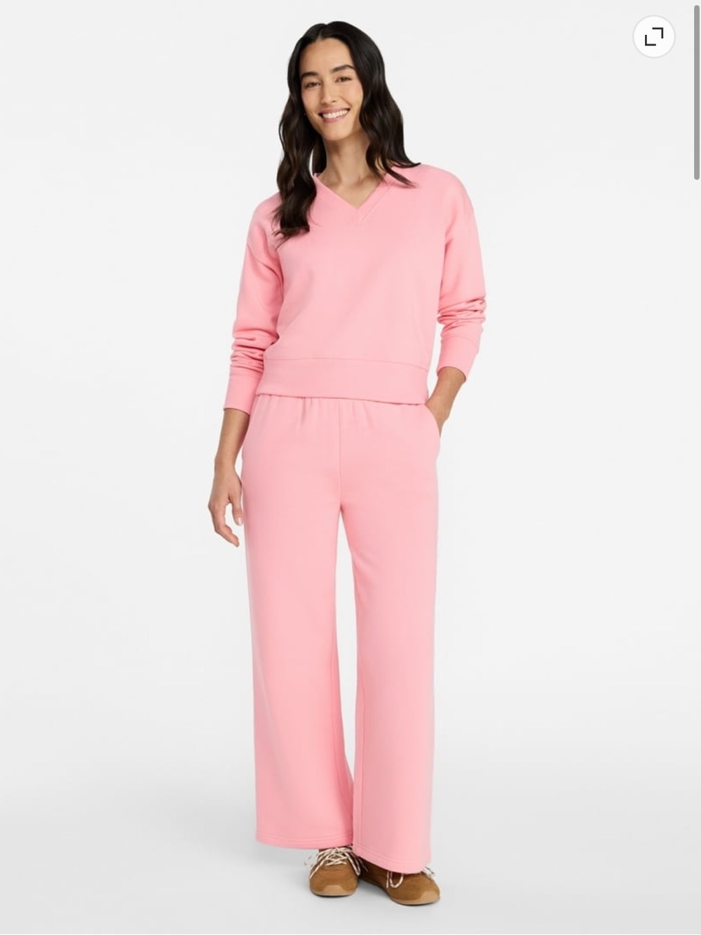 New Time and Tru V-Neck Sweatshirt and Pants Set pink medium